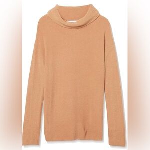 Elegant Tan Women's Boucle Turtleneck Oversized Sweater